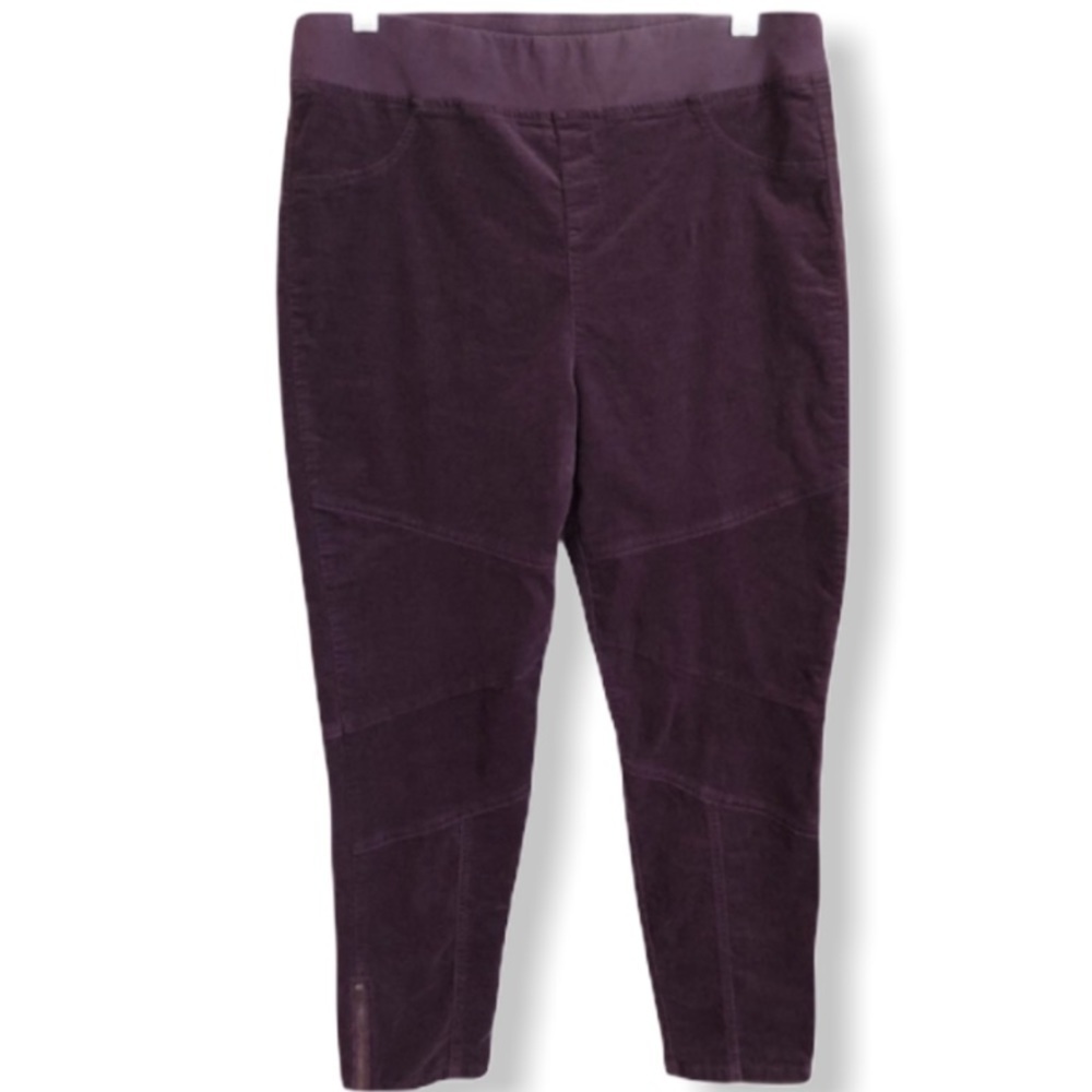Soft Surroundings Purple Micro Corduroy Moto Style Pull On Pants